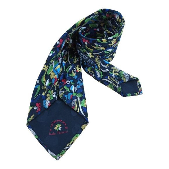 RARE ITALO FERRETTI COLLEZIONE ARTE Black Art Silk Tie HM ITALY 60”/ 4" EC - Picture 6 of 6